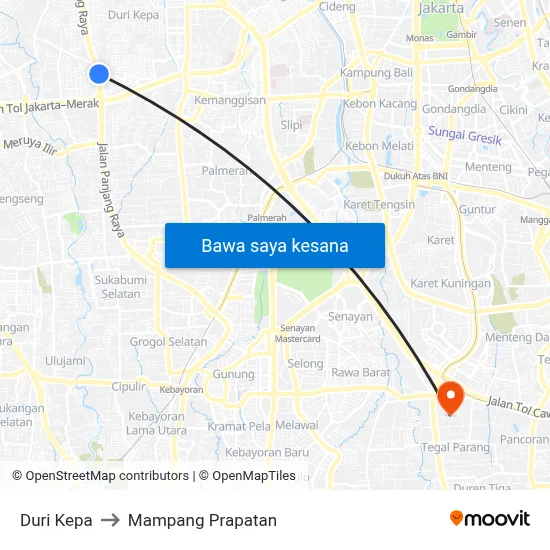 Duri Kepa to Mampang Prapatan map