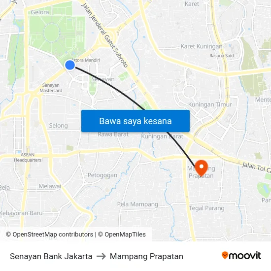 Senayan Bank Jakarta to Mampang Prapatan map