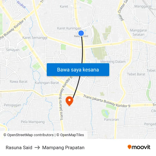Rasuna Said to Mampang Prapatan map