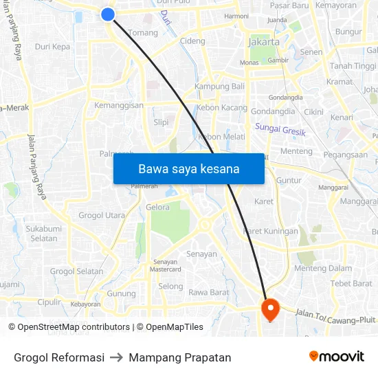Grogol Reformasi to Mampang Prapatan map