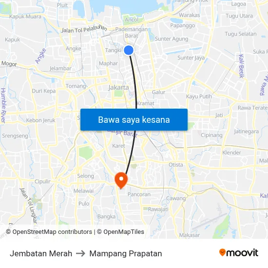 Jembatan Merah to Mampang Prapatan map
