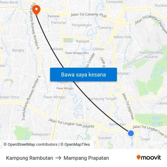 Kampung Rambutan to Mampang Prapatan map
