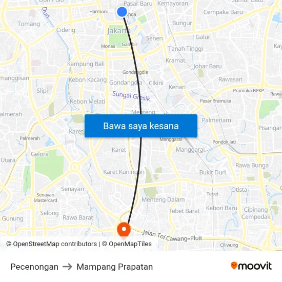 Pecenongan to Mampang Prapatan map