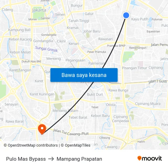 Pulo Mas Bypass to Mampang Prapatan map