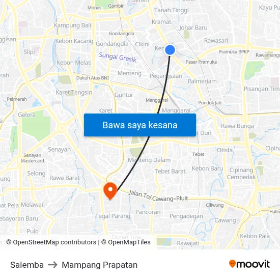 Salemba to Mampang Prapatan map