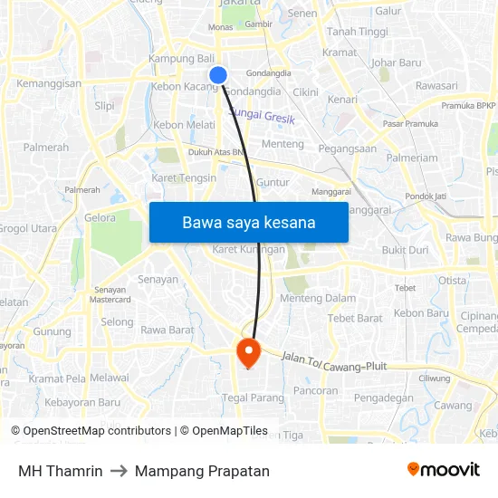 MH Thamrin to Mampang Prapatan map