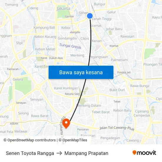 Senen Toyota Rangga to Mampang Prapatan map