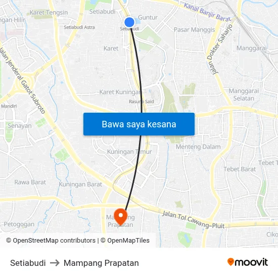 Setiabudi to Mampang Prapatan map