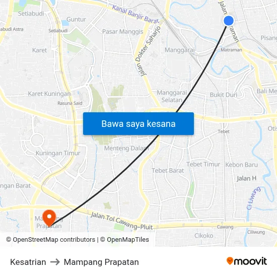 Kesatrian to Mampang Prapatan map
