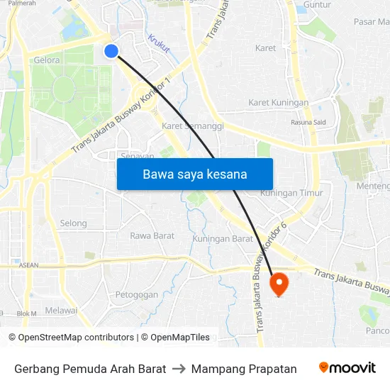 Gerbang Pemuda Arah Barat to Mampang Prapatan map