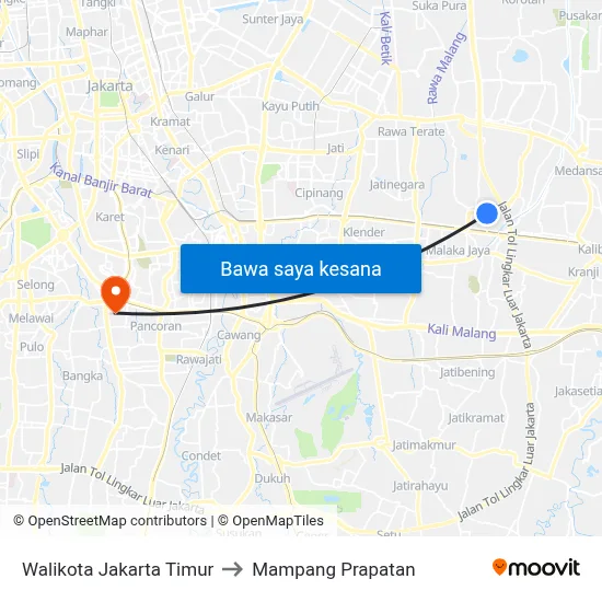 Walikota Jakarta Timur to Mampang Prapatan map