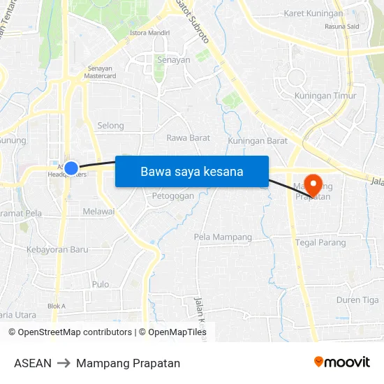 ASEAN to Mampang Prapatan map