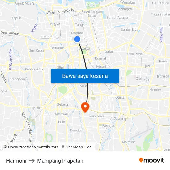 Harmoni to Mampang Prapatan map