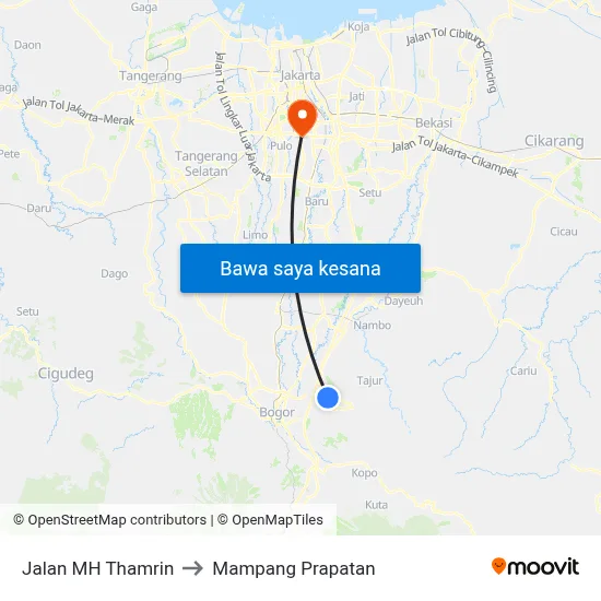 Jalan MH Thamrin to Mampang Prapatan map