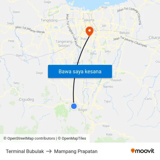 Terminal Bubulak to Mampang Prapatan map