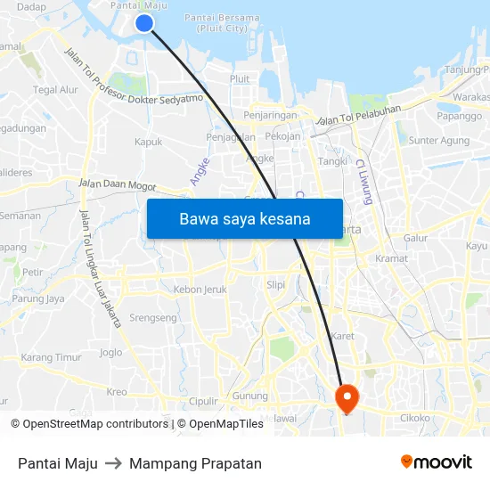 Pantai Maju to Mampang Prapatan map