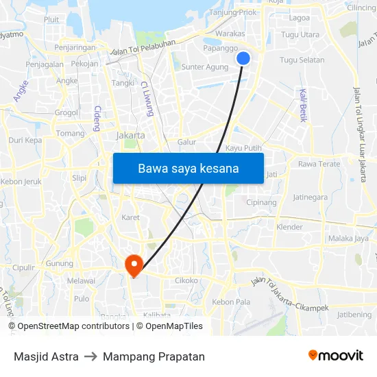 Masjid Astra to Mampang Prapatan map