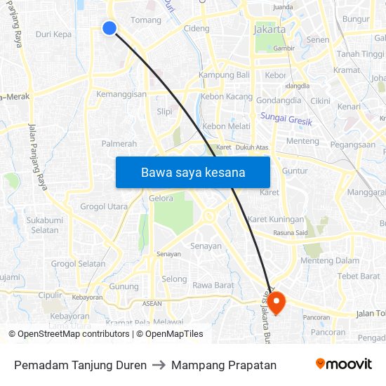 Pemadam Tanjung Duren to Mampang Prapatan map