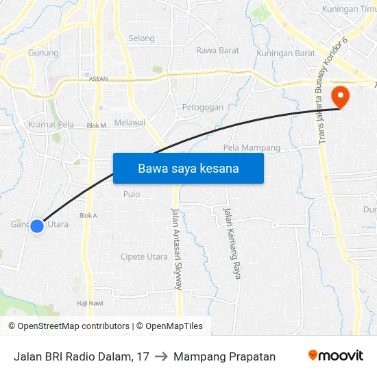 Jalan BRI Radio Dalam, 17 to Mampang Prapatan map