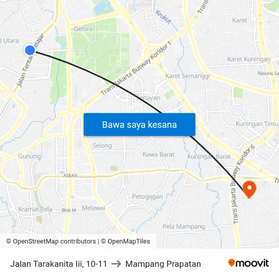 Jalan Tarakanita Iii, 10-11 to Mampang Prapatan map