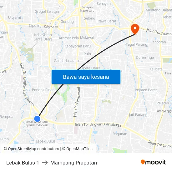 Lebak Bulus 1 to Mampang Prapatan map