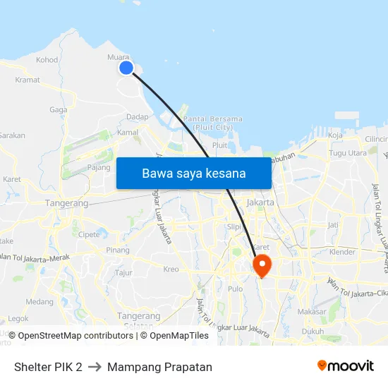 Shelter PIK 2 to Mampang Prapatan map
