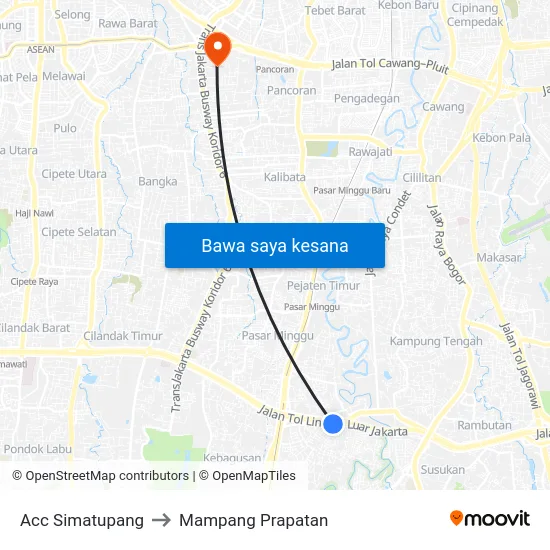 Acc Simatupang to Mampang Prapatan map