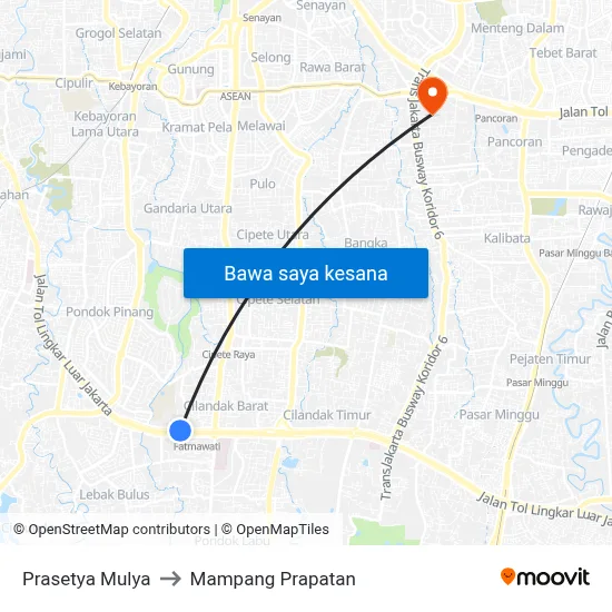 Prasetya Mulya to Mampang Prapatan map