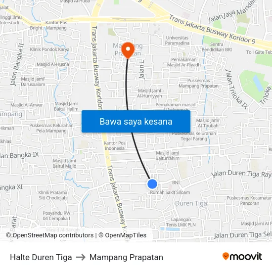 Halte Duren Tiga to Mampang Prapatan map
