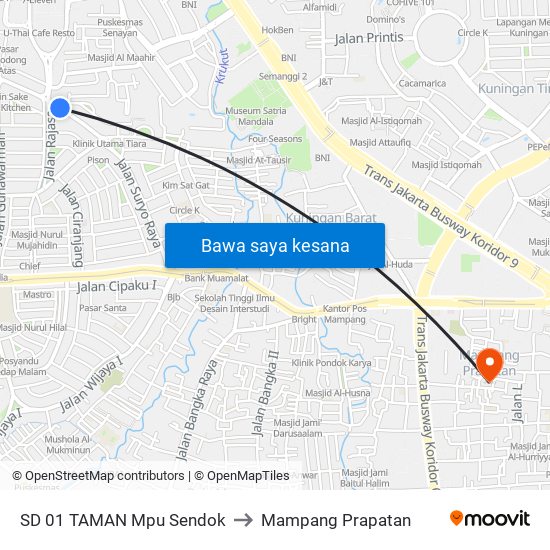 SD 01 TAMAN Mpu Sendok to Mampang Prapatan map