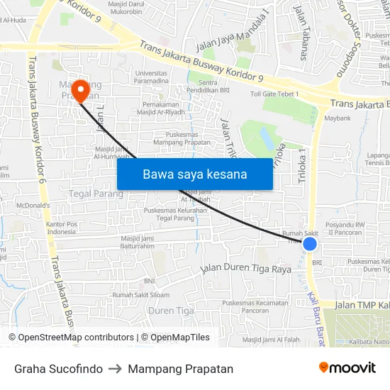 Graha Sucofindo to Mampang Prapatan map