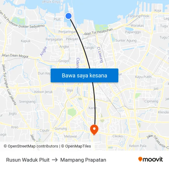 Rusun Waduk Pluit to Mampang Prapatan map
