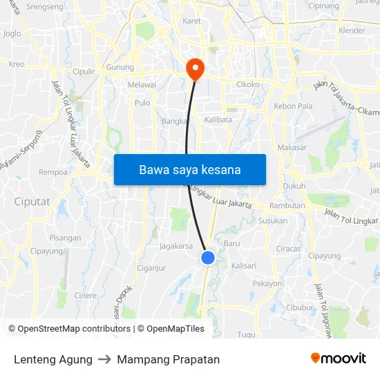 Lenteng Agung to Mampang Prapatan map