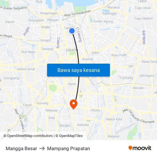 Mangga Besar to Mampang Prapatan map