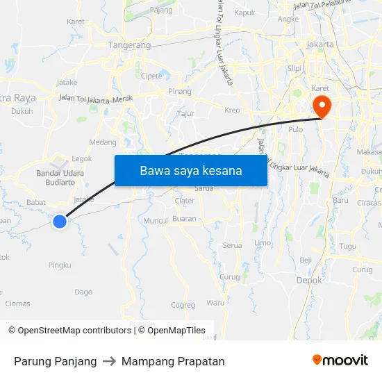 Parung Panjang to Mampang Prapatan map