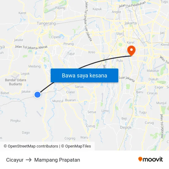 Cicayur to Mampang Prapatan map
