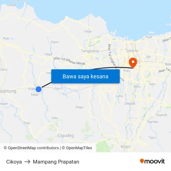 Cikoya to Mampang Prapatan map