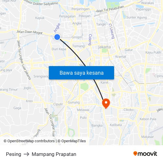 Pesing to Mampang Prapatan map