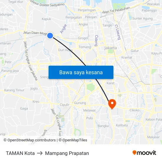 TAMAN Kota to Mampang Prapatan map