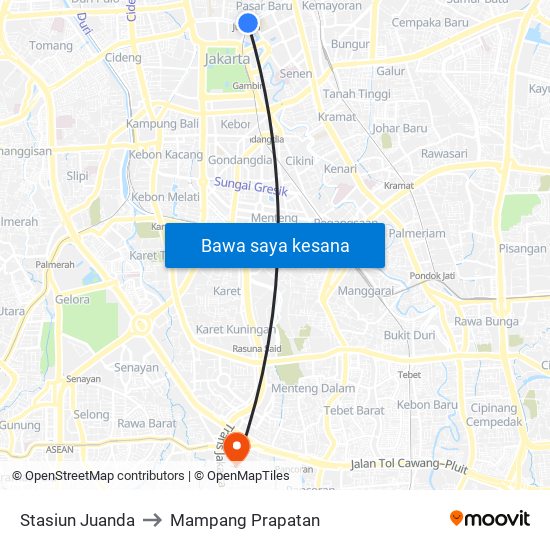 Stasiun Juanda to Mampang Prapatan map