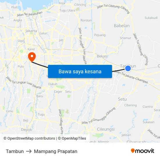 Tambun to Mampang Prapatan map