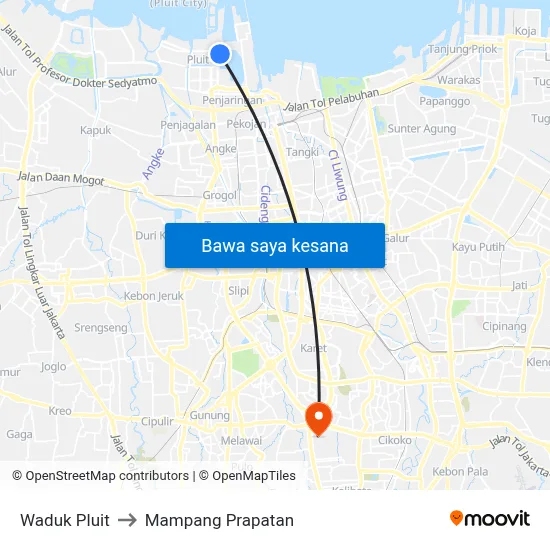 Waduk Pluit to Mampang Prapatan map