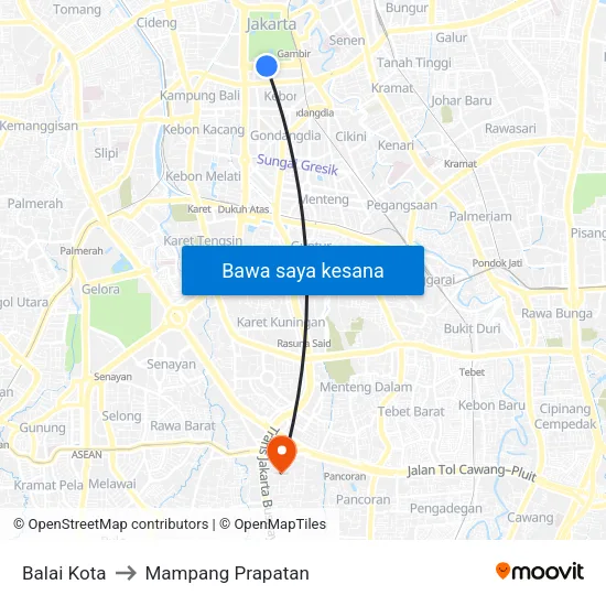 Balai Kota to Mampang Prapatan map