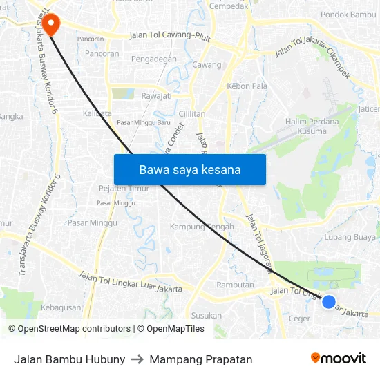 Jalan Bambu Hubuny to Mampang Prapatan map
