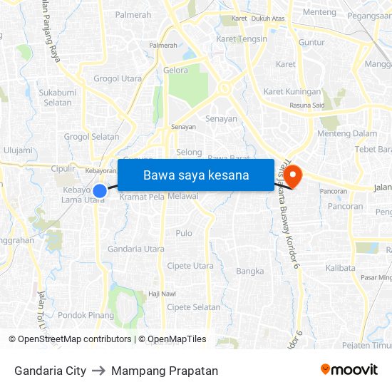 Gandaria City to Mampang Prapatan map