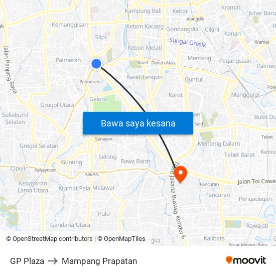 GP Plaza to Mampang Prapatan map