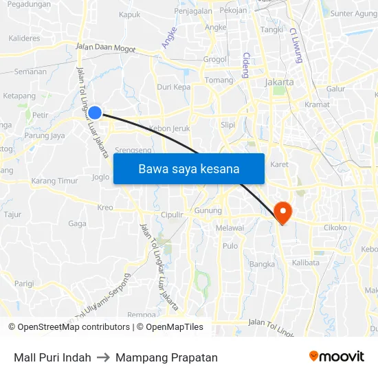 Mall Puri Indah to Mampang Prapatan map