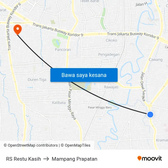RS Restu Kasih to Mampang Prapatan map