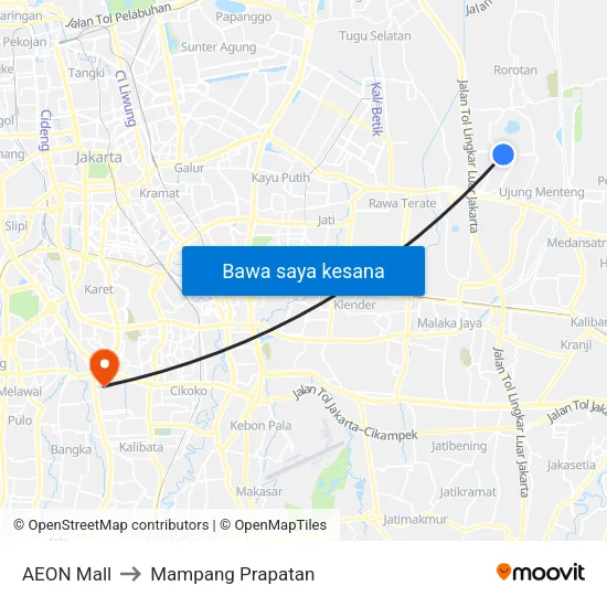 AEON Mall to Mampang Prapatan map