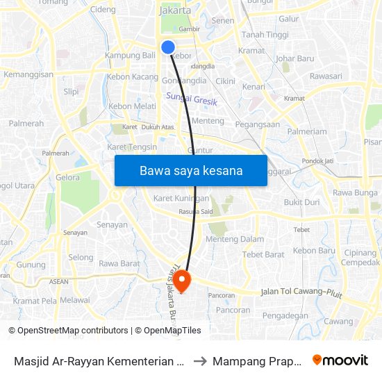 Masjid Ar-Rayyan Kementerian Bumn to Mampang Prapatan map